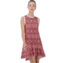 Pink art with abstract seamless flaming pattern Frill Swing Dress View1