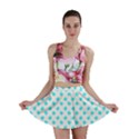 White light blue Hearts pattern, pastel sky blue color Mini Skirt View1