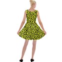 Leopard spots pattern, yellow and black animal fur print, wild cat theme Velvet Skater Dress View2