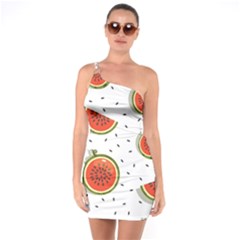 Seamless-background-pattern-with-watermelon-slices One Soulder Bodycon Dress by BangZart