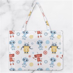 Cute Cartoon Robots Seamless Pattern Zipper Medium Tote Bag by BangZart