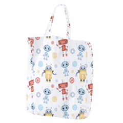 Cute Cartoon Robots Seamless Pattern Giant Grocery Tote by BangZart