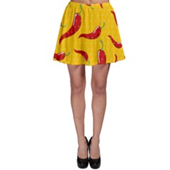 Chili Vegetable Pattern Background Skater Skirt by BangZart