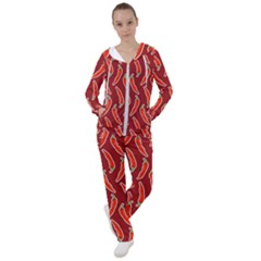 Chili Pattern Red Women s Tracksuit by BangZart