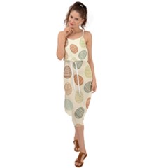 Seamless Pattern Colorful Easter Egg Flat Icons Painted Traditional Style Waist Tie Cover Up Chiffon Dress by BangZart