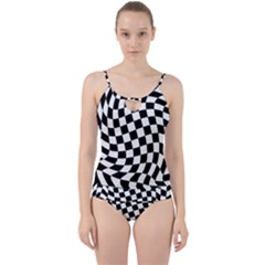 Weaving Racing Flag, Black And White Chess Pattern Cut Out Top Tankini Set by Casemiro