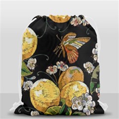 Embroidery Blossoming Lemons Butterfly Seamless Pattern Drawstring Bag (small) by BangZart