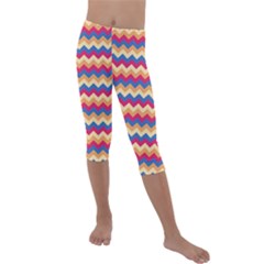 Zigzag Pattern Seamless Zig Zag Background Color Kids  Lightweight Velour Capri Leggings  by BangZart
