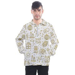 Birthday Party Seamless Pattern Gold Party Decor Elements Birthday Cake Gift Confetti Festive Event  Men s Half Zip Pullover by BangZart
