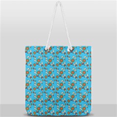 Clown Ghost Pattern Blue Full Print Rope Handle Tote (large) by snowwhitegirl