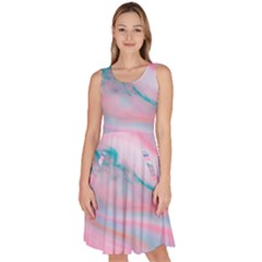 Colorful Marble Abstract Background Texture  Knee Length Skater Dress With Pockets by Dushan