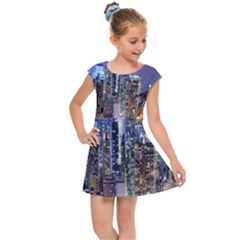 New-york Cityscape  Kids  Cap Sleeve Dress by Dushan