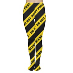 Warning Colors Yellow And Black - Police No Entrance 2 Tights by DinzDas