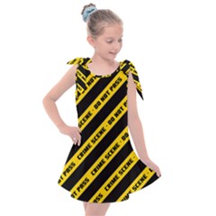 Warning Colors Yellow And Black - Police No Entrance 2 Kids  Tie Up Tunic Dress by DinzDas