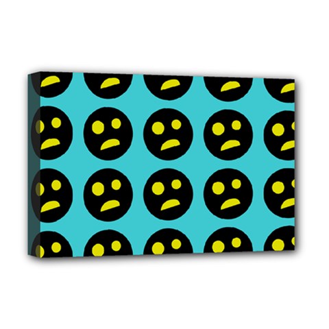 005 - Ugly Smiley With Horror Face - Scary Smiley Deluxe Canvas 18  X 12  (stretched) by DinzDas