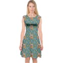 006 - Funky Oldschool 70s Wallpaper - Exploding Circles Capsleeve Midi Dress View1