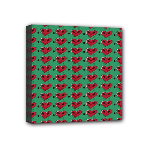 Evil Heart Graffiti Pattern Mini Canvas 4  X 4  (stretched) by DinzDas