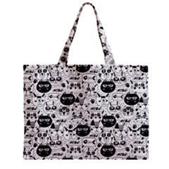 Cute Cat Faces Pattern Zipper Mini Tote Bag by TastefulDesigns