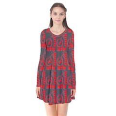 015 Mountain Bike - Mtb - Hardtail And Downhill Long Sleeve V-neck Flare Dress by DinzDas