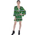Game Over Karate And Gaming - Pixel Martial Arts V-Neck Flare Sleeve Mini Dress View1
