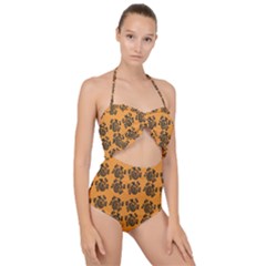 Inka Cultur Animal - Animals And Occult Religion Scallop Top Cut Out Swimsuit by DinzDas