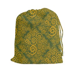 Abstract Flowers And Circle Drawstring Pouch (2xl) by DinzDas
