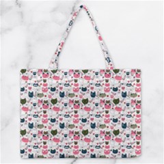 Adorable Seamless Cat Head Pattern01 Zipper Medium Tote Bag by TastefulDesigns