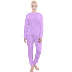 White Polka Dot Pastel Purple Background, Pink Color Vintage Dotted Pattern Women s Lounge Set by Casemiro