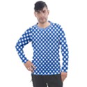 Pastel Blue, white polka dots pattern, retro, classic dotted theme Men s Pique Long Sleeve Tee View1