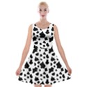 Black and white cow spots pattern, animal fur print, vector Velvet Skater Dress View1
