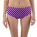 White and purple, polka dots, retro, vintage dotted pattern Reversible Mid-Waist Bikini Bottoms View3