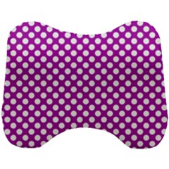 White And Purple, Polka Dots, Retro, Vintage Dotted Pattern Head Support Cushion by Casemiro