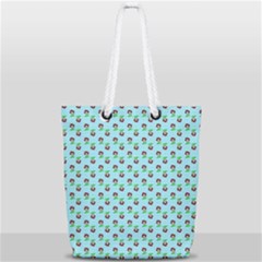 Headphones Girl Aqua Full Print Rope Handle Tote (small) by snowwhitegirl