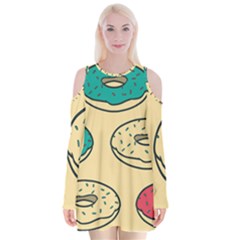 Donuts Velvet Long Sleeve Shoulder Cutout Dress by Sobalvarro