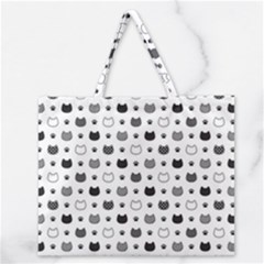 Kitten Head Paw Footprint Seamless Pattern 1 Zipper Large Tote Bag by TastefulDesigns