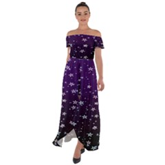Stars Off Shoulder Open Front Chiffon Dress by Sparkle