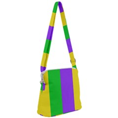 New Orleans Carnival Colors Mardi Gras Zipper Messenger Bag by yoursparklingshop