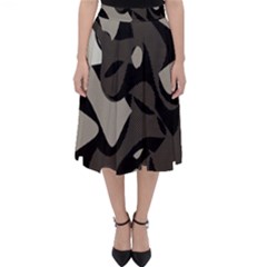 Trippy Sepia Paint Splash, Brown, Army Style Camo, Dotted Abstract Pattern Classic Midi Skirt by Casemiro