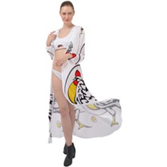 Roseanne Chicken, Retro Chickens Maxi Chiffon Beach Wrap by EvgeniaEsenina