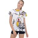 Roseanne Chicken, Retro Chickens Ruffle Collar Chiffon Blouse View1