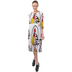 Roseanne Chicken Ruffle End Midi Chiffon Dress by EvgeniaEsenina