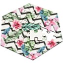 Tropical Zig Zag Pattern Wooden Puzzle Hexagon View2