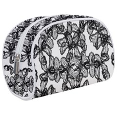 Stylized Botanical Motif Black And White Print Makeup Case (medium) by dflcprintsclothing
