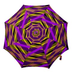 Abstract Geometric Blocks, Yellow, Orange, Purple Triangles, Modern Design Hook Handle Umbrellas (small) by Casemiro