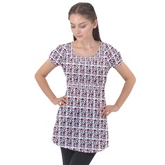 60s Ombre Hair Girl White Puff Sleeve Tunic Top by snowwhitegirl
