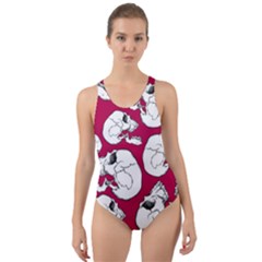 Terrible Frightening Seamless Pattern With Skull Cut-out Back One Piece Swimsuit by Amaryn4rt