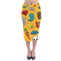 Graffiti Characters Seamless Ornament Velvet Midi Pencil Skirt by Amaryn4rt