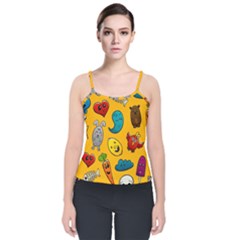 Graffiti Characters Seamless Ornament Velvet Spaghetti Strap Top by Amaryn4rt