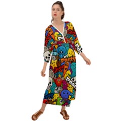 Graffiti Characters Seamless Pattern Grecian Style  Maxi Dress by Amaryn4rt
