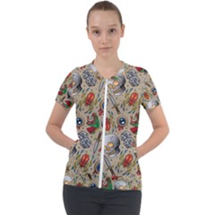 Tattoo Pattern Short Sleeve Zip Up Jacket by Amaryn4rt